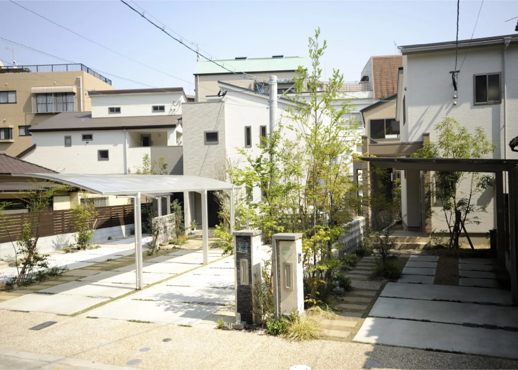 福岡市での土地・新築戸建ての「プロスペリテ」家の外装俯瞰