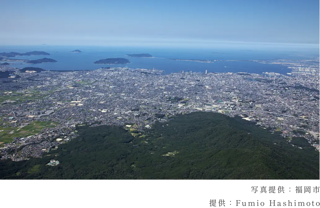 福岡市城南区のエリア別、土地の住みやすさについてを説明する空撮写真